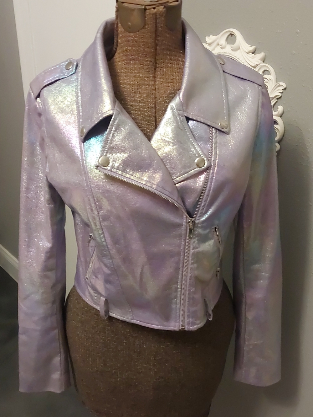 Forever 21 Iridescent Lavender Moto Jacket